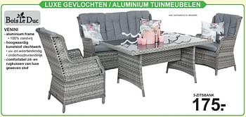 Aanbiedingen Luxe gevlochten - aluminium tuinmeubelen venini 3-zitsbank - Bois le Duc - Geldig van 15/07/2019 tot 03/08/2019 bij Van Cranenbroek