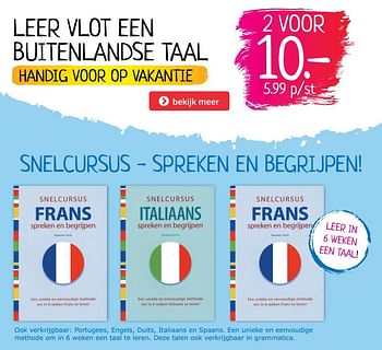 Aanbiedingen Leer vlot een buitenlandse taal - Huismerk - Boekenvoordeel - Geldig van 26/07/2019 tot 02/08/2019 bij Boekenvoordeel