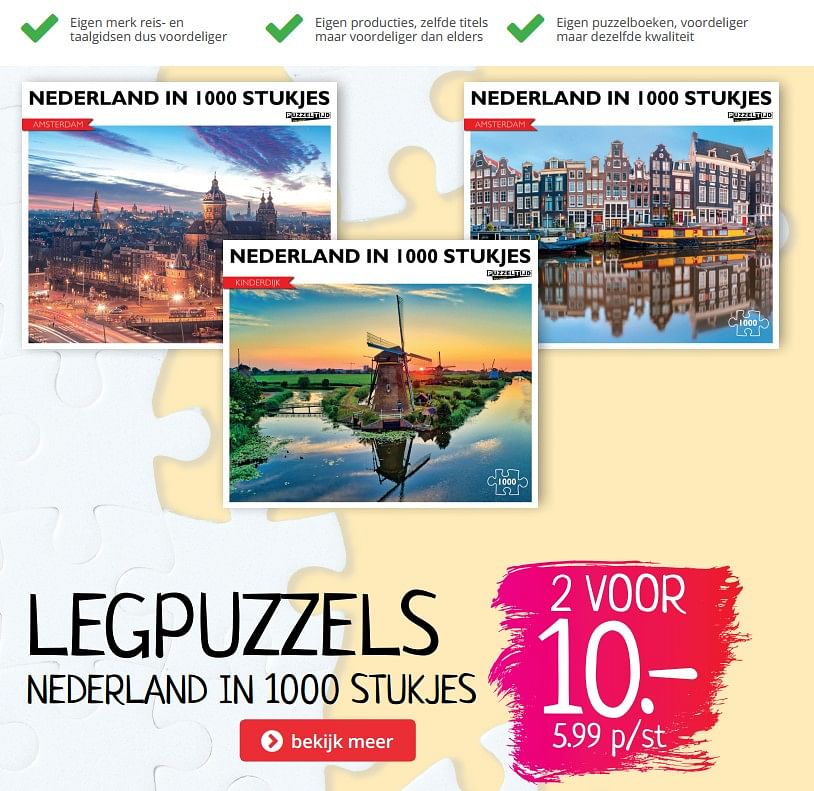Huismerk Boekenvoordeel Legpuzzels nederland in 1000 stukjes