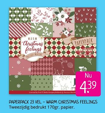 Aanbiedingen Paperpack 23 vel - warm christmas feelings - Huismerk - Boekenvoordeel - Geldig van 26/07/2019 tot 02/08/2019 bij Boekenvoordeel