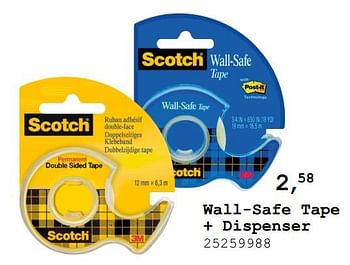 Aanbiedingen Wall-safe tape + dispenser - Scotch - Geldig van 13/08/2019 tot 10/09/2019 bij Supra Bazar