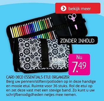 Aanbiedingen Card deco essentials etui organizer - Huismerk - Boekenvoordeel - Geldig van 02/08/2019 tot 16/08/2019 bij Boekenvoordeel