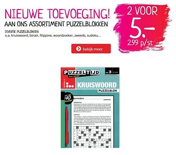 Aanbiedingen Diverse puzzelblokken - Huismerk - Boekenvoordeel - Geldig van 02/08/2019 tot 16/08/2019 bij Boekenvoordeel