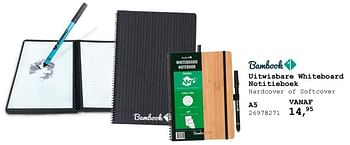 Aanbiedingen Uitwisbare whiteboard notitieboek a5 - Bambook - Geldig van 13/08/2019 tot 10/09/2019 bij Supra Bazar