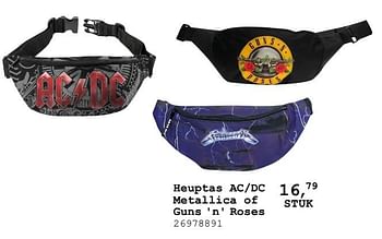 Aanbiedingen Heuptas ac-dc metallica of guns `n` roses - Huismerk - Supra Bazar - Geldig van 13/08/2019 tot 10/09/2019 bij Supra Bazar