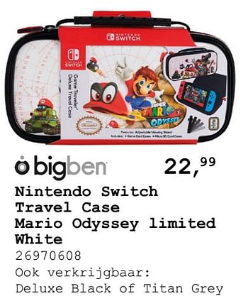 Aanbiedingen Nintendo switch travel case mario odyssey limited white - BIGben - Geldig van 13/08/2019 tot 10/09/2019 bij Supra Bazar