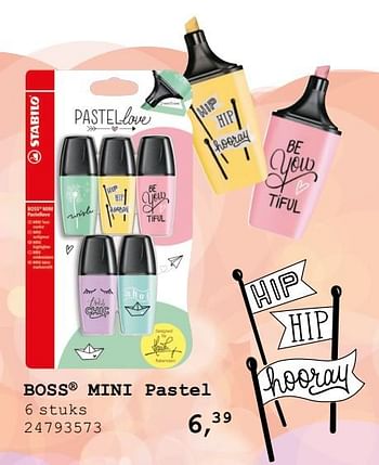 Aanbiedingen Boss mini pastel - Stabilo - Geldig van 13/08/2019 tot 10/09/2019 bij Supra Bazar