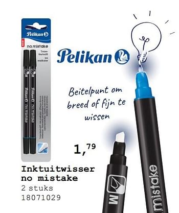 Aanbiedingen Pelikan inktuitwisser no mistake - Pelikan - Geldig van 13/08/2019 tot 10/09/2019 bij Supra Bazar