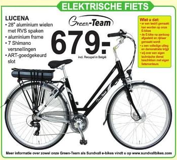Aanbiedingen Elektrische fiets lucena - Green-Team - Geldig van 12/08/2019 tot 31/08/2019 bij Van Cranenbroek