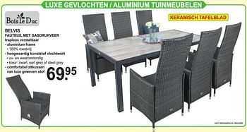 Aanbiedingen Luxe gevlochten - aluminium tuinmeubelen belvis fauteuil met gasdrukveer - Bois le Duc - Geldig van 12/08/2019 tot 31/08/2019 bij Van Cranenbroek