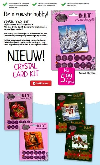 Aanbiedingen Crystal card kit - Huismerk - Boekenvoordeel - Geldig van 23/08/2019 tot 01/09/2019 bij Boekenvoordeel