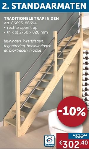 Aanbiedingen Trappen standaarmaten traditionele trap in den - Geldig van 20/08/2019 tot 23/09/2019 bij Zelfbouwmarkt