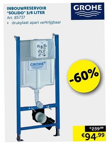 Aanbiedingen Toiletten inbouwreservoir solido 3-6 liter - Grohe - Geldig van 20/08/2019 tot 23/09/2019 bij Zelfbouwmarkt