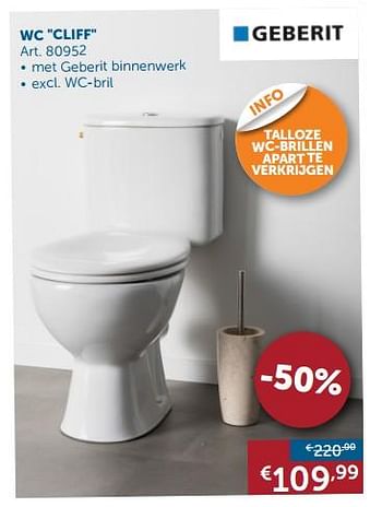 Aanbiedingen Toiletten wc cliff - Geberit - Geldig van 20/08/2019 tot 23/09/2019 bij Zelfbouwmarkt