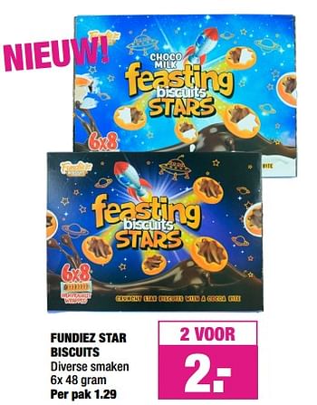 Aanbiedingen Fundiez star biscuits - Fundiez - Geldig van 26/08/2019 tot 08/09/2019 bij Big Bazar