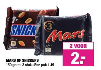 Aanbiedingen Mars of snickers - Huismerk - Big Bazar - Geldig van 26/08/2019 tot 08/09/2019 bij Big Bazar