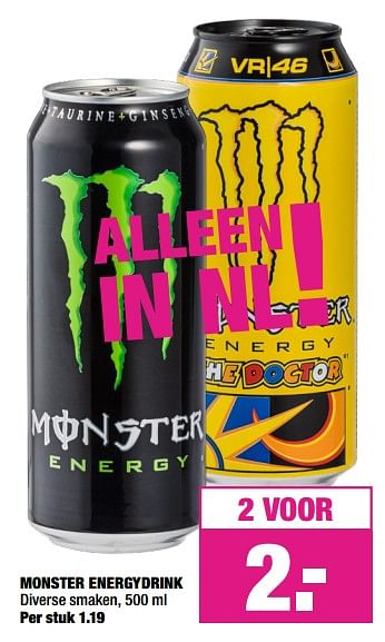 Aanbiedingen Monster energydrink - Monster - Geldig van 26/08/2019 tot 08/09/2019 bij Big Bazar