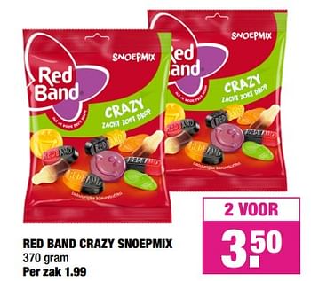 Aanbiedingen Red band crazy snoepmix - Red band - Geldig van 26/08/2019 tot 08/09/2019 bij Big Bazar