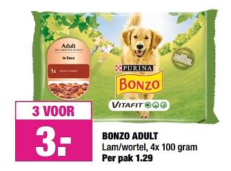 Aanbiedingen Bonzo adult - Purina - Geldig van 26/08/2019 tot 08/09/2019 bij Big Bazar