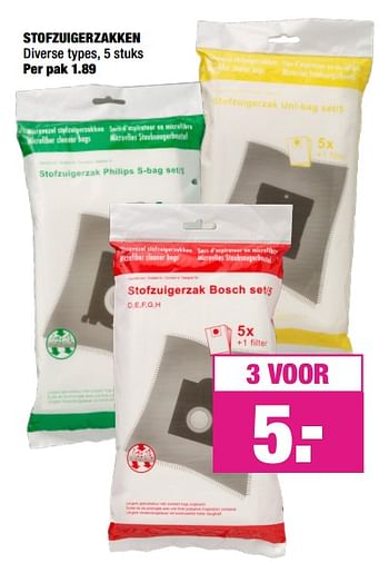 Aanbiedingen Stofzuigerzakken - Huismerk - Big Bazar - Geldig van 26/08/2019 tot 08/09/2019 bij Big Bazar