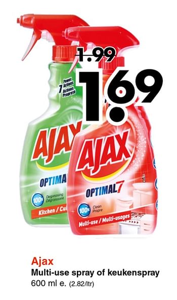 Aanbiedingen Multi-use spray of keukenspray - Ajax - Geldig van 26/08/2019 tot 07/09/2019 bij Wibra