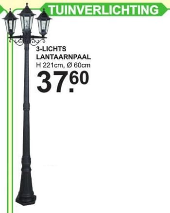 Aanbiedingen Tuinverlichting 3-lichts lantaarnpaal - Huismerk - Van Cranenbroek - Geldig van 09/09/2019 tot 28/09/2019 bij Van Cranenbroek