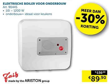 Aanbiedingen Elektrische boiler voor onderbouw - Ariston - Geldig van 24/09/2019 tot 21/10/2019 bij Zelfbouwmarkt