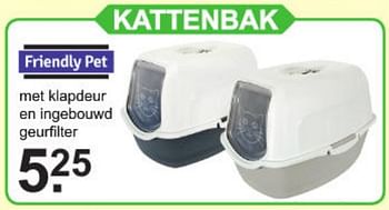 Aanbiedingen Kattenbak met klapdeur en ingebouwd geurfilter - Friendly pet - Geldig van 09/09/2019 tot 28/09/2019 bij Van Cranenbroek
