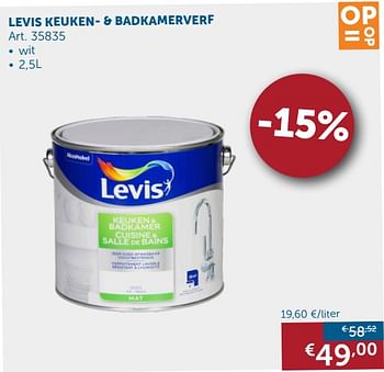 Aanbiedingen Levis keuken- + badkamerverf - Levis - Geldig van 24/09/2019 tot 21/10/2019 bij Zelfbouwmarkt