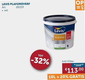 Aanbiedingen Levis plafondverf - Levis - Geldig van 24/09/2019 tot 21/10/2019 bij Zelfbouwmarkt