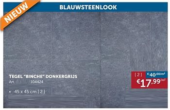 Aanbiedingen Tegel binche donkergrijs 45 x 45 cm - Geldig van 24/09/2019 tot 21/10/2019 bij Zelfbouwmarkt