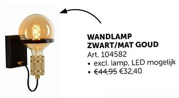 Aanbiedingen Wandlamp zwart-mat goud - Geldig van 24/09/2019 tot 21/10/2019 bij Zelfbouwmarkt