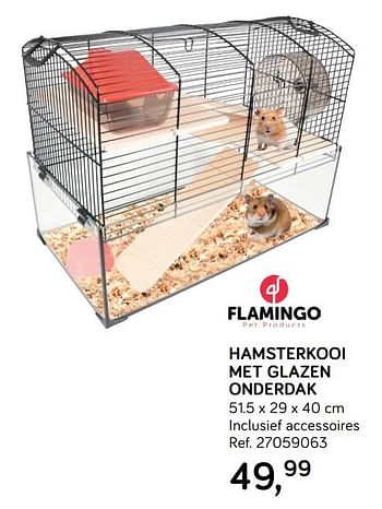 Aanbiedingen Hamsterkooi met glazen onderdak - Flamingo - Geldig van 24/09/2019 tot 22/10/2019 bij Supra Bazar