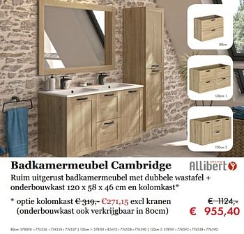 Aanbiedingen Badkamermeubel cambridge - Allibert - Geldig van 27/09/2019 tot 17/11/2019 bij Multi Bazar