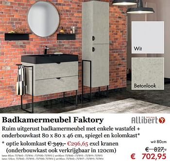 Aanbiedingen Badkamermeubel faktory - Allibert - Geldig van 27/09/2019 tot 17/11/2019 bij Multi Bazar