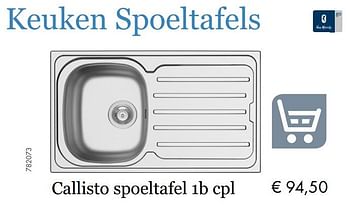 Aanbiedingen Callisto spoeltafel 1b cpl - Van Marcke - Geldig van 27/09/2019 tot 17/11/2019 bij Multi Bazar