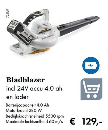 Aanbiedingen Alpina bladblazer incl 24v accu 4,0 ah en lader - Alpina - Geldig van 27/09/2019 tot 17/11/2019 bij Multi Bazar