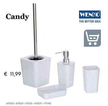 Aanbiedingen Wenko toiletborstelhouder candy wit - Wenko - Geldig van 27/09/2019 tot 17/11/2019 bij Multi Bazar