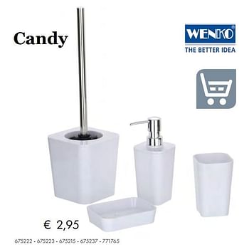 Aanbiedingen Wenko zeephouder candy wit - Wenko - Geldig van 27/09/2019 tot 17/11/2019 bij Multi Bazar