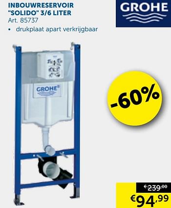 Aanbiedingen Inbouwreservoir solido 3-6 liter - Grohe - Geldig van 08/10/2019 tot 04/11/2019 bij Zelfbouwmarkt