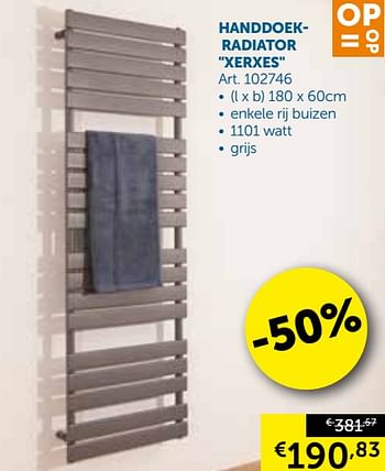 Aanbiedingen Handdoek- radiator xerxes - Geldig van 08/10/2019 tot 04/11/2019 bij Zelfbouwmarkt