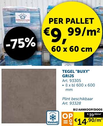 Aanbiedingen Tegel buxy grijs - Geldig van 08/10/2019 tot 04/11/2019 bij Zelfbouwmarkt