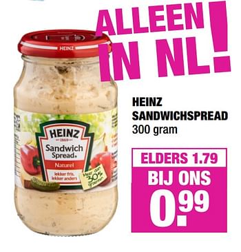 Aanbiedingen Heinz sandwichspread - Heinz - Geldig van 07/10/2019 tot 20/10/2019 bij Big Bazar