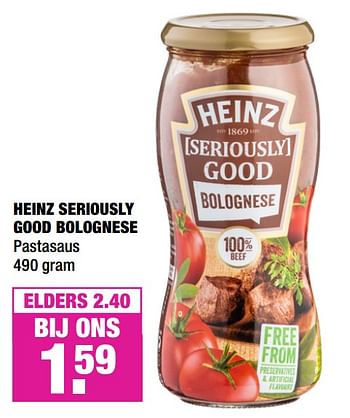 Aanbiedingen Heinz seriously good bolognese - Heinz - Geldig van 07/10/2019 tot 20/10/2019 bij Big Bazar
