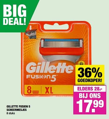 Aanbiedingen Gillette fusion 5 scheermesjes - Gillette - Geldig van 07/10/2019 tot 20/10/2019 bij Big Bazar
