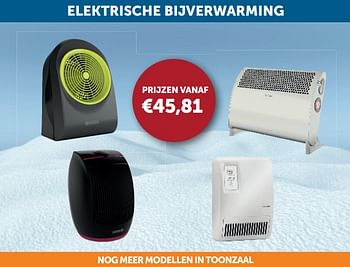 Aanbiedingen Elektrische bijverwarming prijzen vanaf - Geldig van 22/10/2019 tot 18/11/2019 bij Zelfbouwmarkt