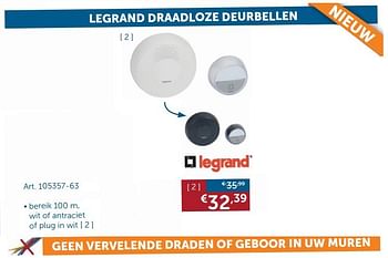 Aanbiedingen Legrand draadloze deurbel - Legrand - Geldig van 22/10/2019 tot 18/11/2019 bij Zelfbouwmarkt