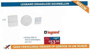 Aanbiedingen Legrand draadloze deurbel - Legrand - Geldig van 22/10/2019 tot 18/11/2019 bij Zelfbouwmarkt