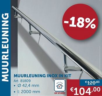 Aanbiedingen Muurleuning inox in kit - Geldig van 22/10/2019 tot 18/11/2019 bij Zelfbouwmarkt