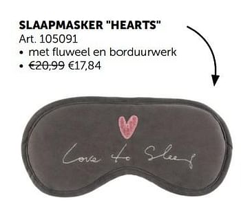 Aanbiedingen Slaapmasker hearts - Sophie Allport - Geldig van 22/10/2019 tot 18/11/2019 bij Zelfbouwmarkt